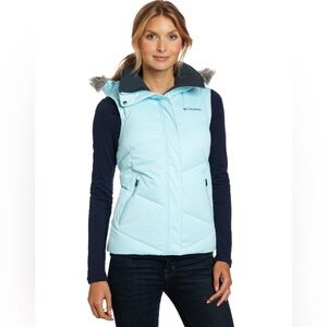 Columbia Women’s Lay D Down Omni Heat Winter Vest with removable hood.